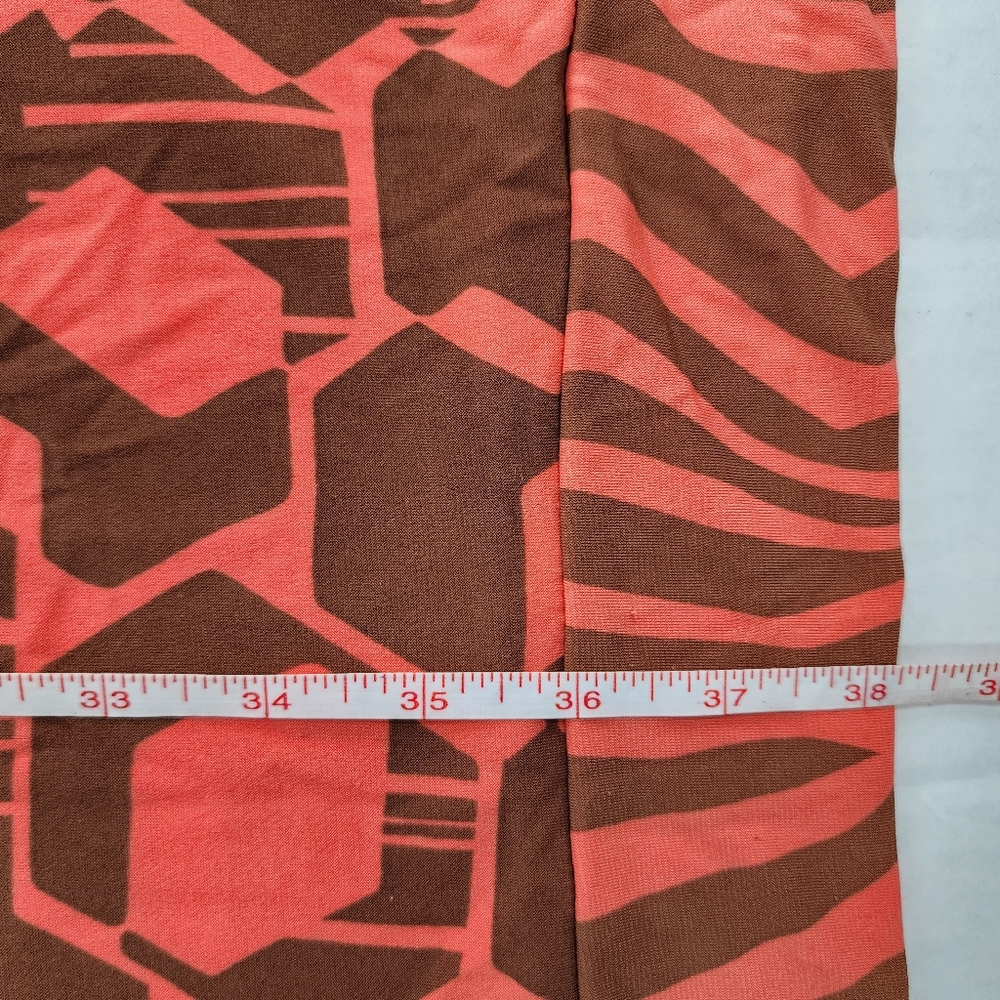 Attention Brown & Coral Geometric Stretch Sheath Dress - Picture 7 of 11